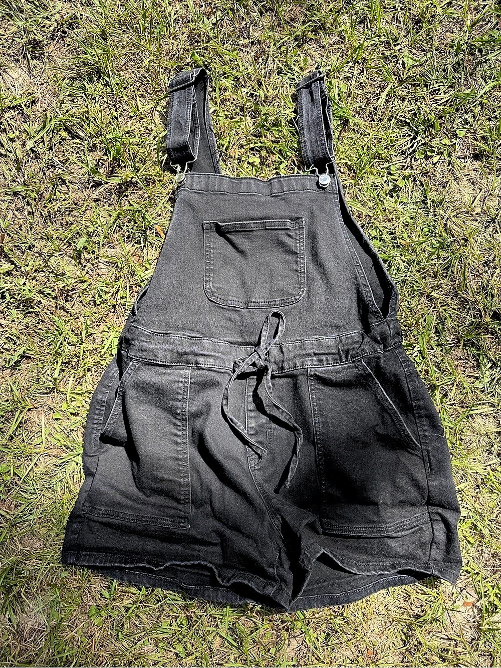 Maurices Black Denim Short Overalls Women’s Large